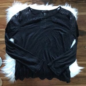 Forever 21 Black Sheer/Lace Long Sleeve